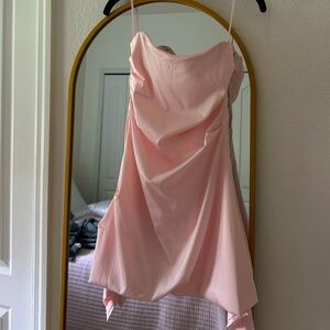 Strapless pink satin dress